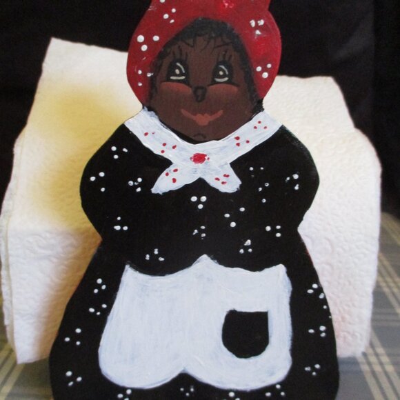 FINAL SALE! VTG Hand painted Black Americana Napkin Holder/Letter Holder - Picture 2 of 10